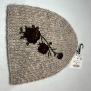 Zara Knit Beanie with Floral Embroidery